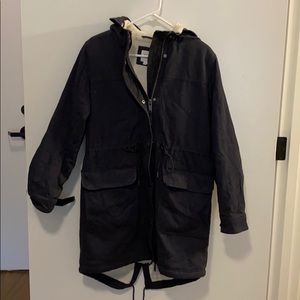 Dark navy and cream winter jacket